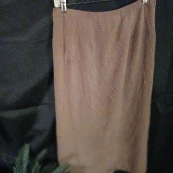 90s Vintage Hugo Buscati Taupe Silk Skirt sz lg - Picture 10 of 11